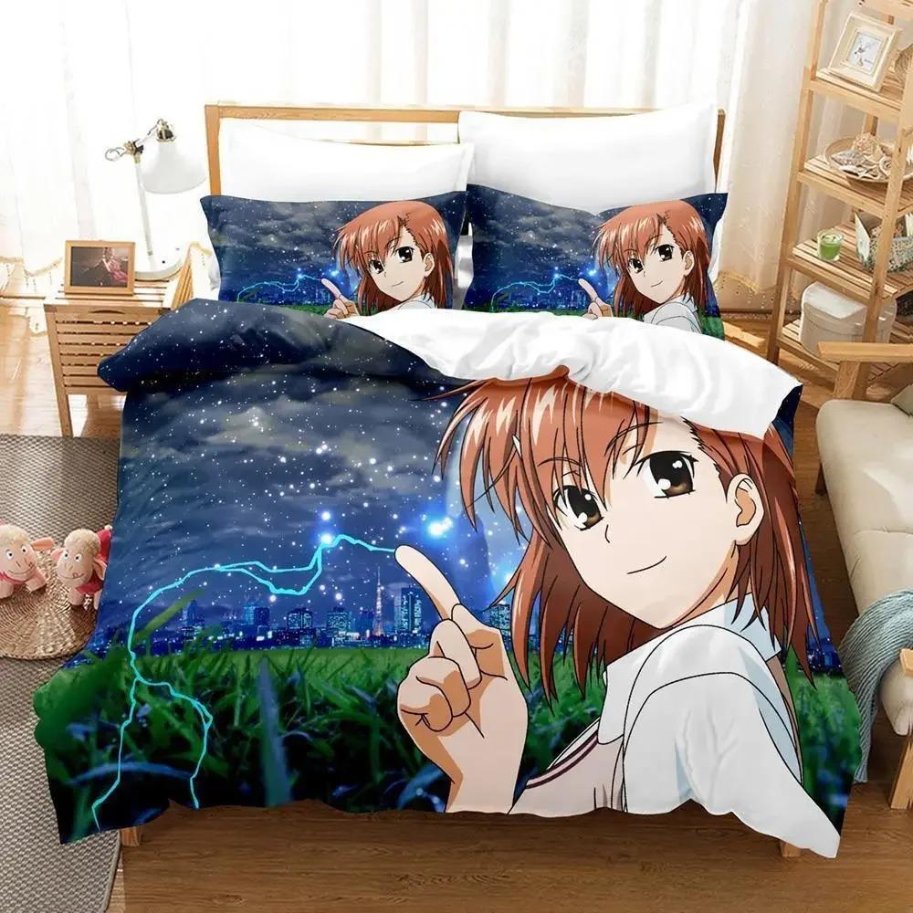 3D Print Anime Misaka Mikoto Bedding CollectionDuvet Cover Comforter Bed Collection Quilt Cover PillowcaseKing Queen Twin Size Boys Girls
