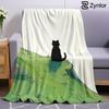 Hill Black Cat Minimal Ultra Soft Sherpa Fleece Blanket Fluffy Warm Halloween Cozy Throw for Sofa Couch Bedroom Gift All season