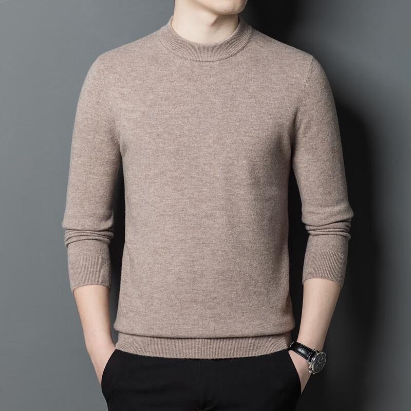 Yiliteng Men's 100% Merino Wool Mock Neck Pullover Sweater