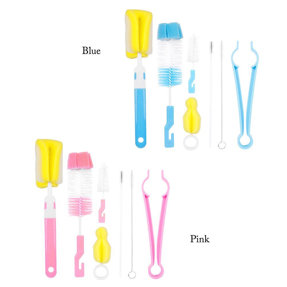 7pcs Home Spout Cup 360-degree Bottle Brush Baby Nipple Rotating Clean Sponge