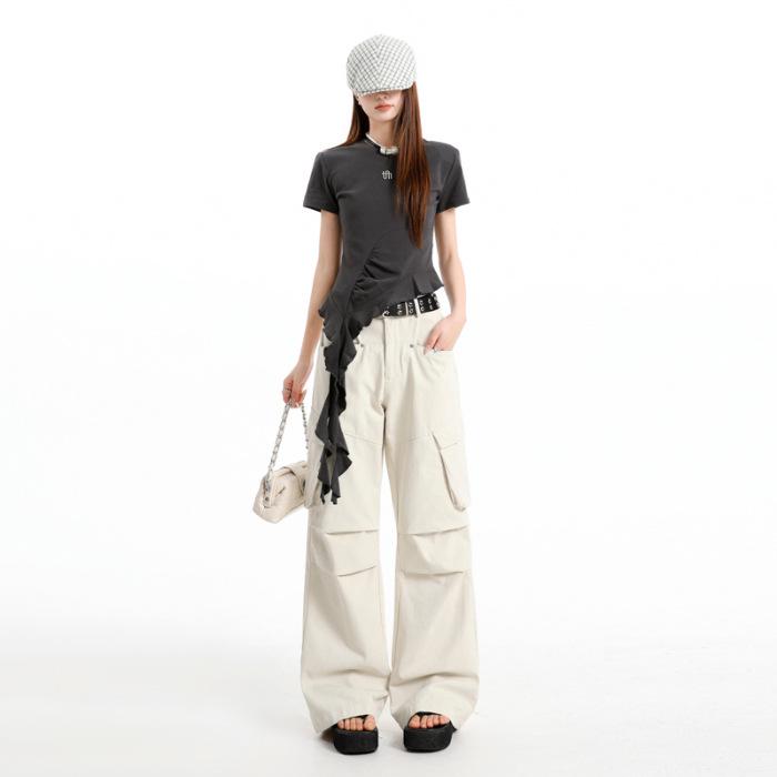 Women s Retro Wide-Leg Cargo Pants - Spring 2026 Style S