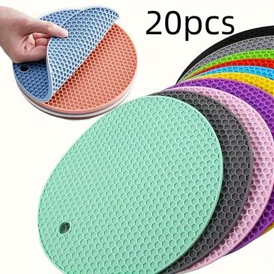 20pcs Durable Honeycomb Silicone Placemats - Non-slip, Stain Resistant, Heat Resistant, Creates A Stylish Kitchen And Dining Experience
