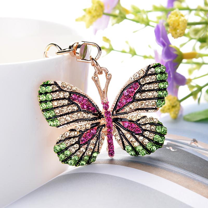 EASYA New Arrival Crystal Insect Shape Chaveiro Keychain Cute Sparkling Metal Key Ring Holder Accessories For Women Girls Bag