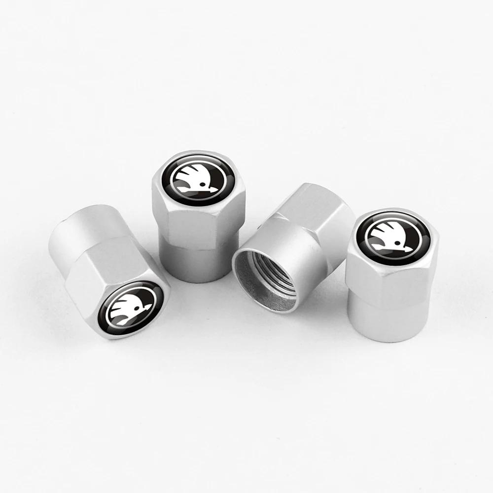 2025 New 4pcs Metal Car Styling Wheel Tire Valve Air Stem Cap Covers For Skoda S Skoda Kodiaq Fabia Kamiq Karoq Octavia A5 A7 Ra