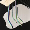 4/8Pcs Stainless Steel Smoothie Straws Extra Wide Reusable Metal Drinking Straws for Milkshake Smoothie with Cleaning Brush