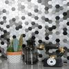 Placă de perete mozaic, autoadezivă, impermeabilă, hexagon din aluminiu, pentru bucătărie, baie, faianță, rezistentă la foc, perete bucătărie