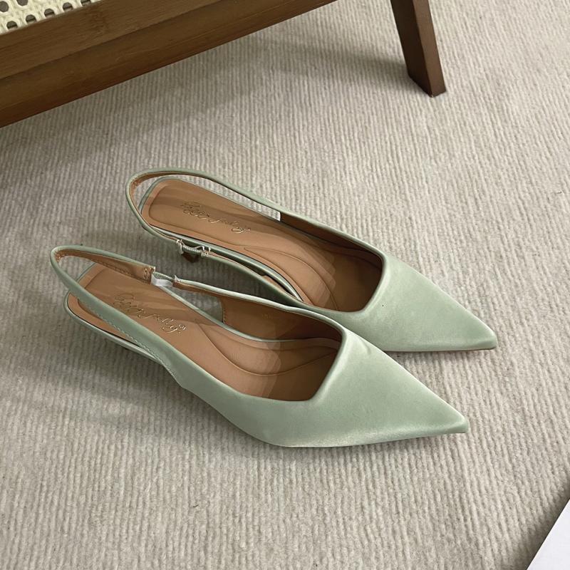 Fashion Bailamos Women Sandals Pointed Toe Elegant Low-heel Shoes Summer Fashion Slingback Woman Mules Shoes Pumps Dress Shoes
