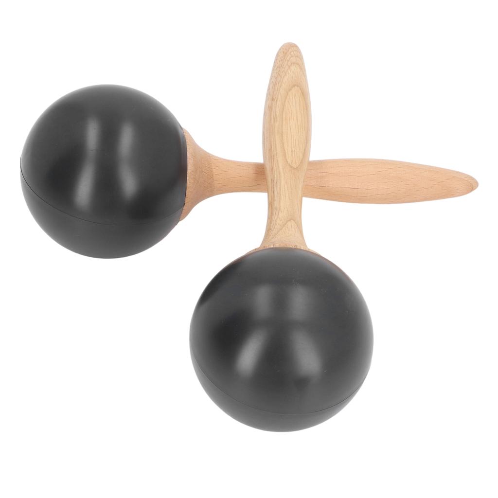 2PCS Sand Hammer Adult Maracas Shaker Wooden Handle Hand Percussion Instrument Toy for Party Concert Black Wood Color