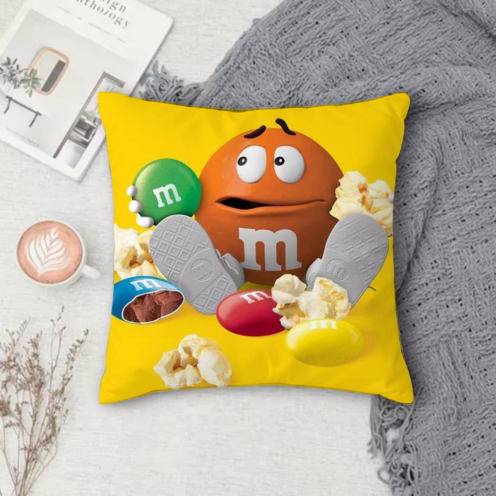 MMMs Chocolate Doublesided Printed Square Pillow Cover Decorative Cushion Cover for Sofa Bedroom Bedside