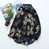 European and American Style Women's Flower Print Loose Collared Long Sleeved Fashionable Shirt