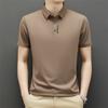 New Short-Sleeved T-shirt Men Green Cotton Short-Sleeved Slit Thin Summer T-shirt Men's Polo Shirt