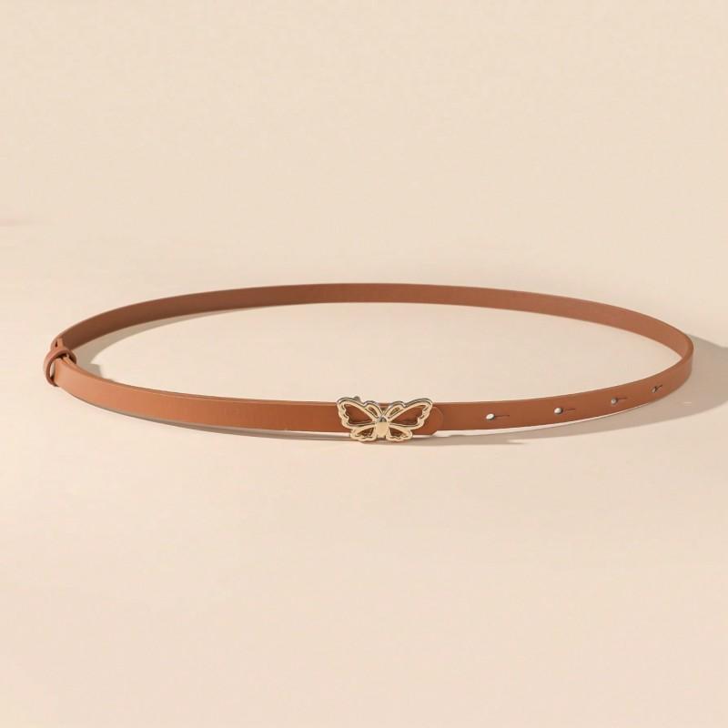 Women's New Fashionable Versatile Belt Retro Butterfly Black Belt Ins Style Decorative Belt for Suit Jeans