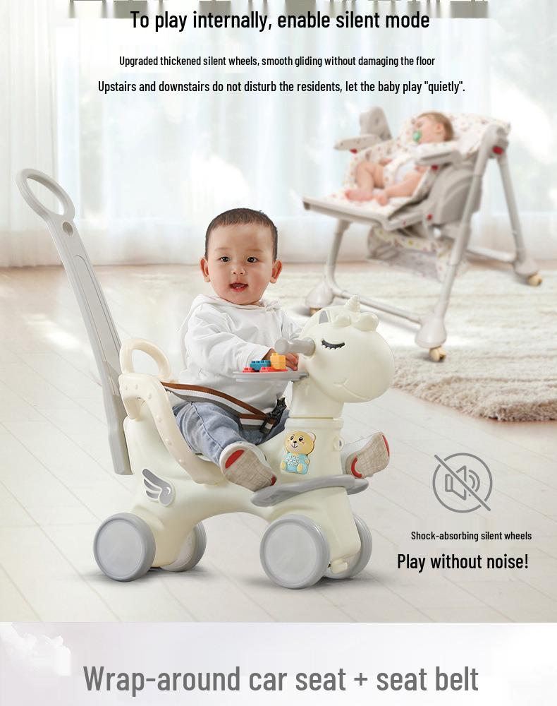 Children’s Wooden 2-in-1 Rocking Horse & Stroller - Ideal Birthday Gift for One-Year-Olds