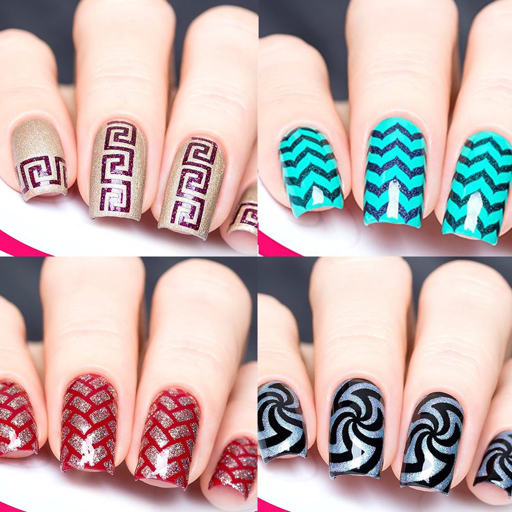 24Pcs/set Nail Art Hollow Laser Sticker Nail Gel Polish Tip Vinyls Stencil Transfer Foil Heart Star