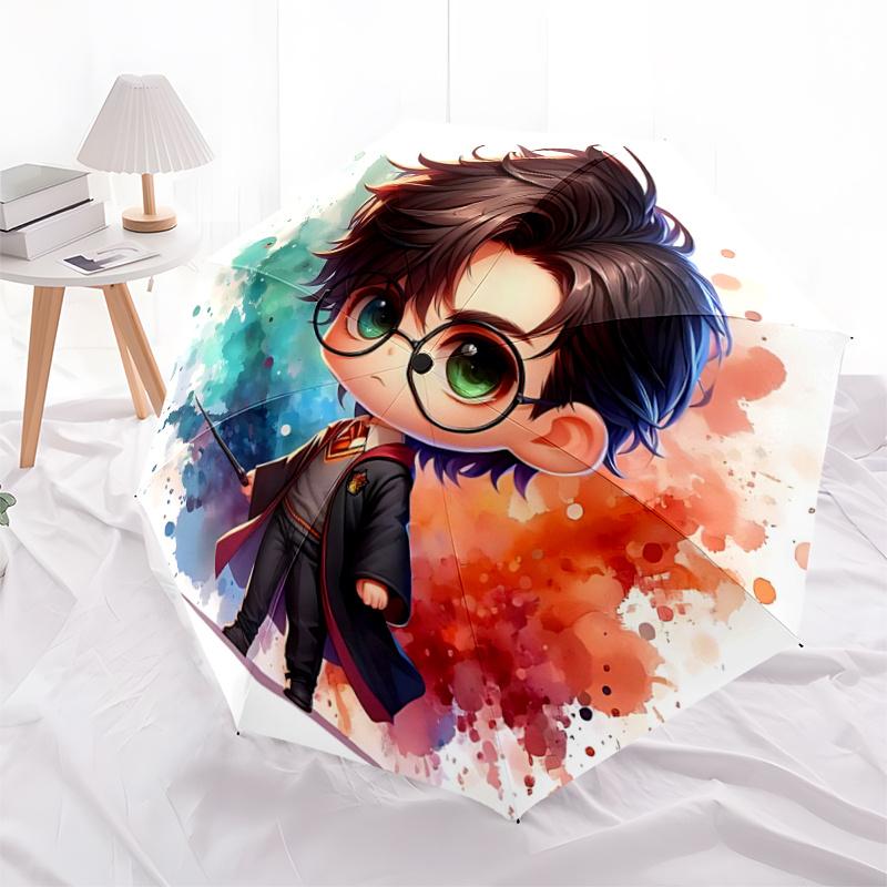 

1pc Harry Potter Inspired Pattern Automatic Umbrella is Fashionable and Good-Looking, a Portable 3-Fold Umbrella, Suitable for Travel and Da