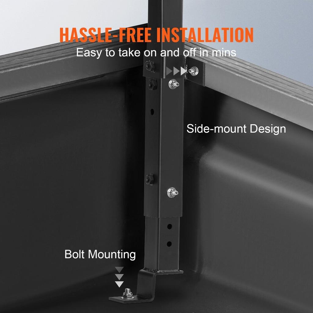 Truck Rack, 19-34inch Extendable Truck Ladder Rack, 38.6"-43.6" Adjustable Height, 250 lbs Capacity Steel Ladder Rack for Truck, Heavy Duty Truck Bed