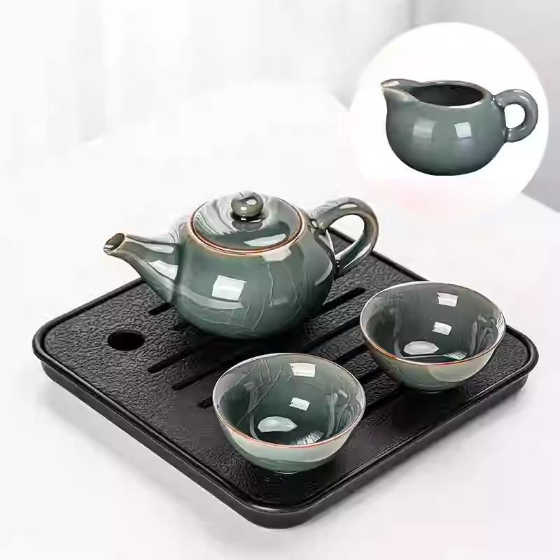 Kung Fu Tea Set Home One Pot Two Cups Tea Plate Small Ceramic Teapot Teacups Hotel Personal Small Sets Traveling