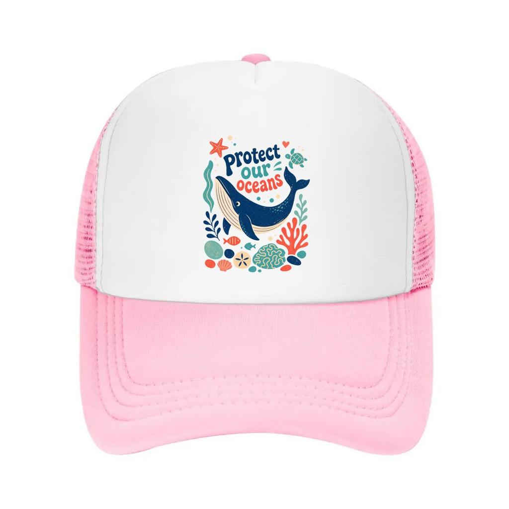 Playful Whale Coral Conservation Pos Mesh Baseball Cap Casual Hat Outdoor For Womens Unisex FeUnisex