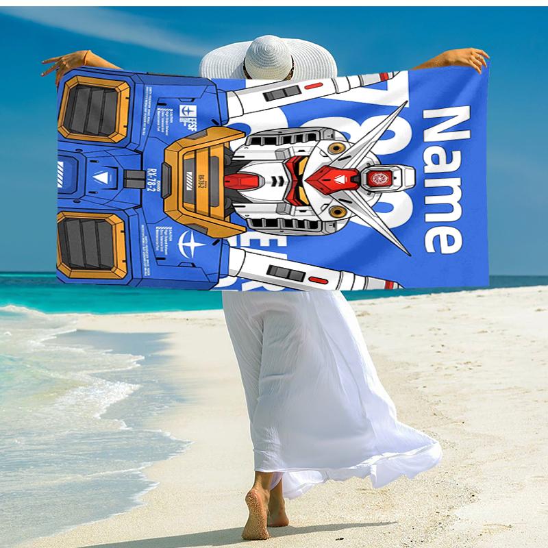 Personalized customized proof beach towel with Mobile Suit Gundam pattern - soft, absorbent,quick-drying,perfect swimming,camping&bathing