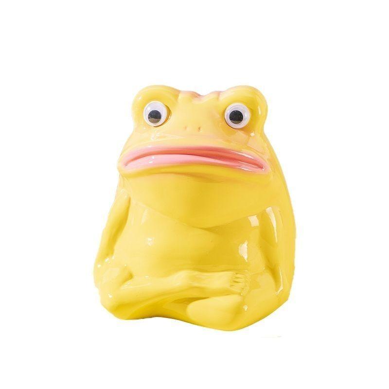 Ceramic Metaphysical Frog Ornament Cartoon Kid's Piggy Bank Creative Wine Cabinet Living Room Desktop TV Cabinet Decorative Gift
