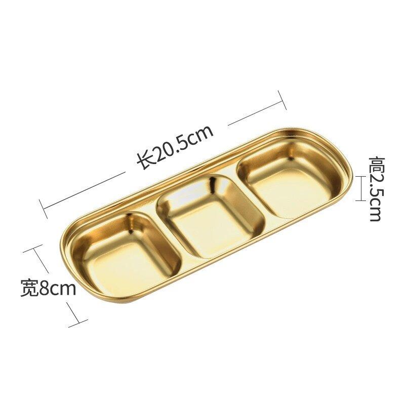304 Stainless Steel 3 Grid Dip Tray Seasoning Sauce Seasoning Tray BBQ Restaurant Cutlery Hot Pot Seasoning Dish Dipping Dish