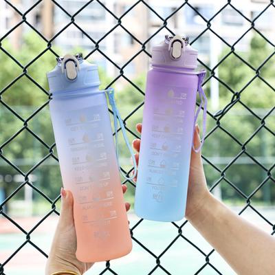 32oz Vandens butelis su laiko žymekliu, be BPA, nepralaidus puodelis su šiaudeliu, įkvepiančios citatos atspausdintos, graduotas puodelis, maistinis plastikas, nuimamas