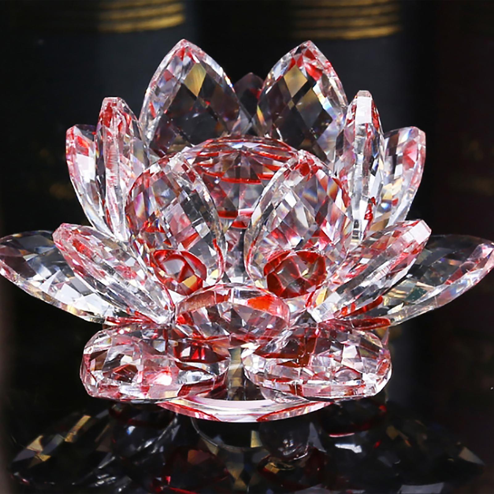 

Crystal Lotus Flower Figurines Flower Crafts Glass Car Figurines for Tabletop Centerpiece Home Office красный
