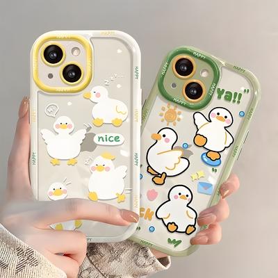 Cute Cartoon Duck Phone Case For iPhone 15 Case iPhone 13 11 12 14 Pro Max XR XS X 7 8 Plus SE  Shockproof Bumper Soft Cover
