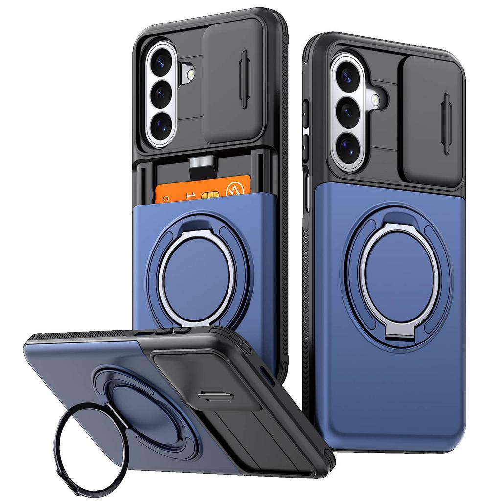 For Samsung Galaxy A57 A56 AA55 A37 A36 A35 A27 A26 A17 A16 A15 A07 Case with Card Holder & Kickstand & Slide Camera Lens Cover