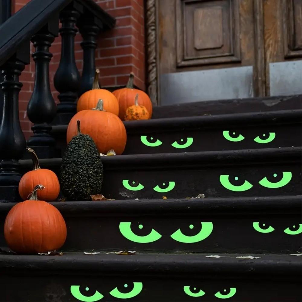New Happy Halloween Window Clings Decor Removable Bat Specter Glow in The Dark Eyes Luminous Window Sticker Home Decor