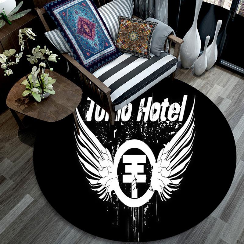 Tokio Hotel pattern round rug,Carpet Rug for Living Room Bedroom Playroom ,Non-slip Floor Mat,Holiday Gifts and Birthday Gifts.