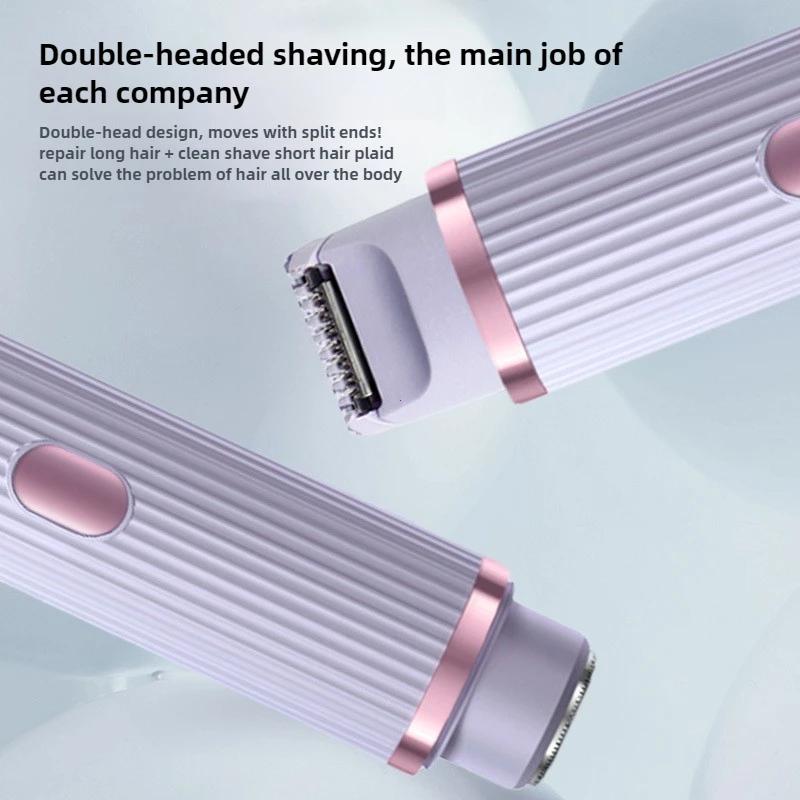 Electric Shaver for Women Waterproof Wet & Dry Hair Razors 2 In 1 Double Head Dual Bikini Hair Trimmer Detachable Head Shaver