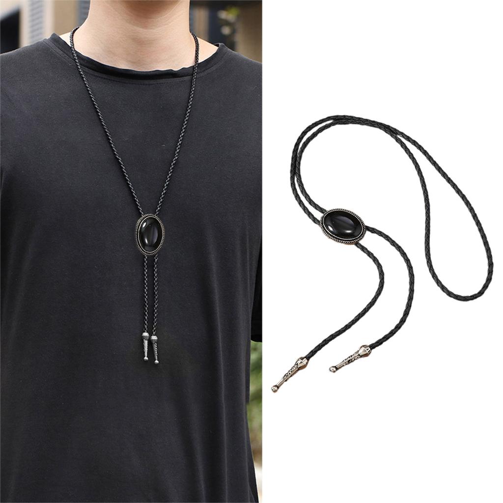 Western Cowboy Bolo Tie Gemstones Necktie Necklace Costume for Sweater American Bolo Tie Western Jewelry