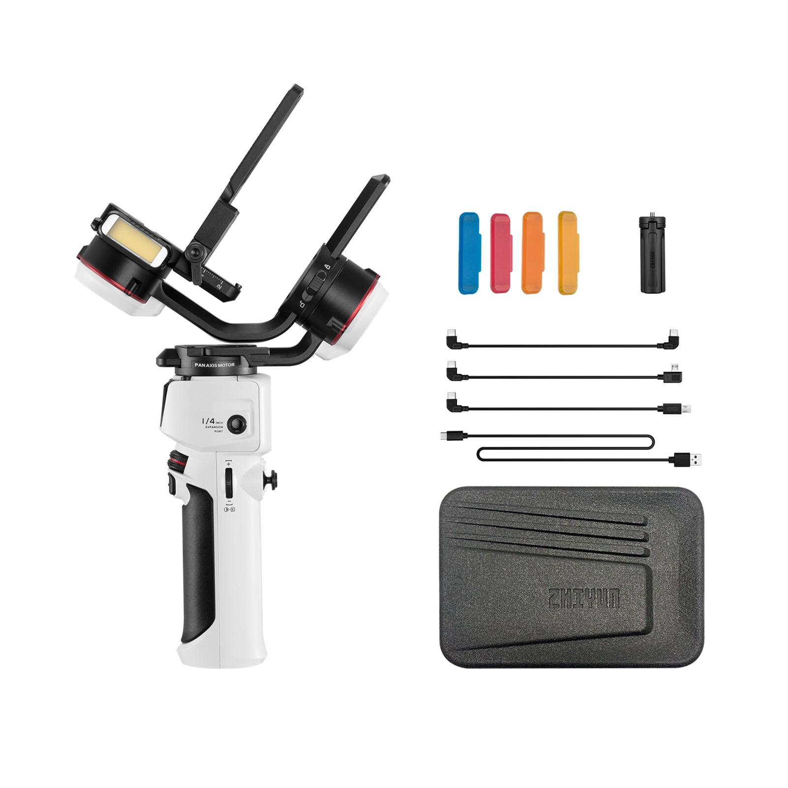 

ZHIYUN CRANE-M3 Портативный ручной 3-осевой стабилизатор подвеса со светодиодной заполняющей подсветкой и встроенной батареей PD белый