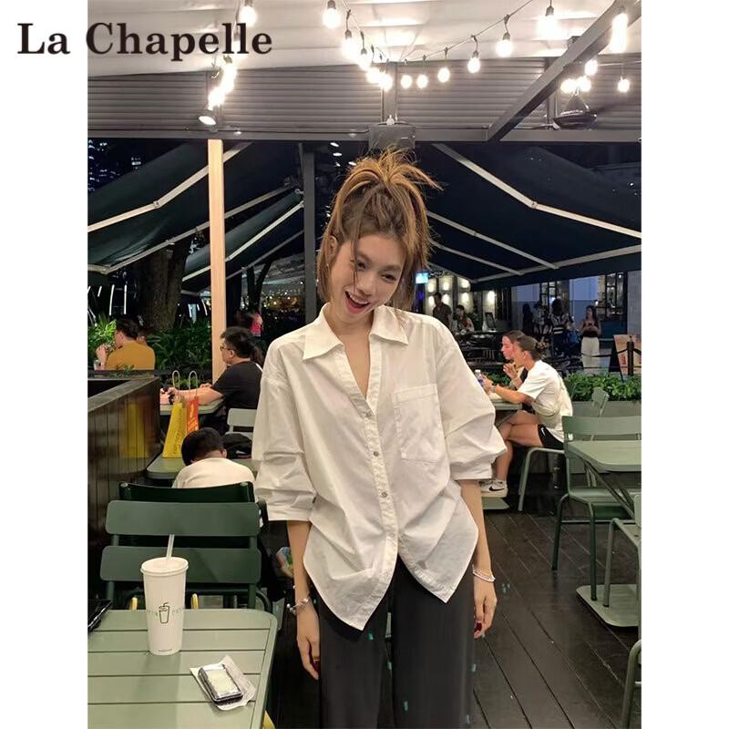 La Chapelle French-Style Striped Long-Sleeve Shirt