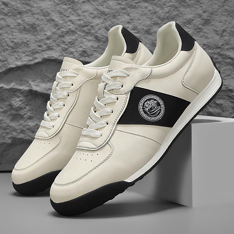 Leather Running Shoes for Men Casual Skate Shoes Sneakers-luxury Skateboard Trainers Free Shipping