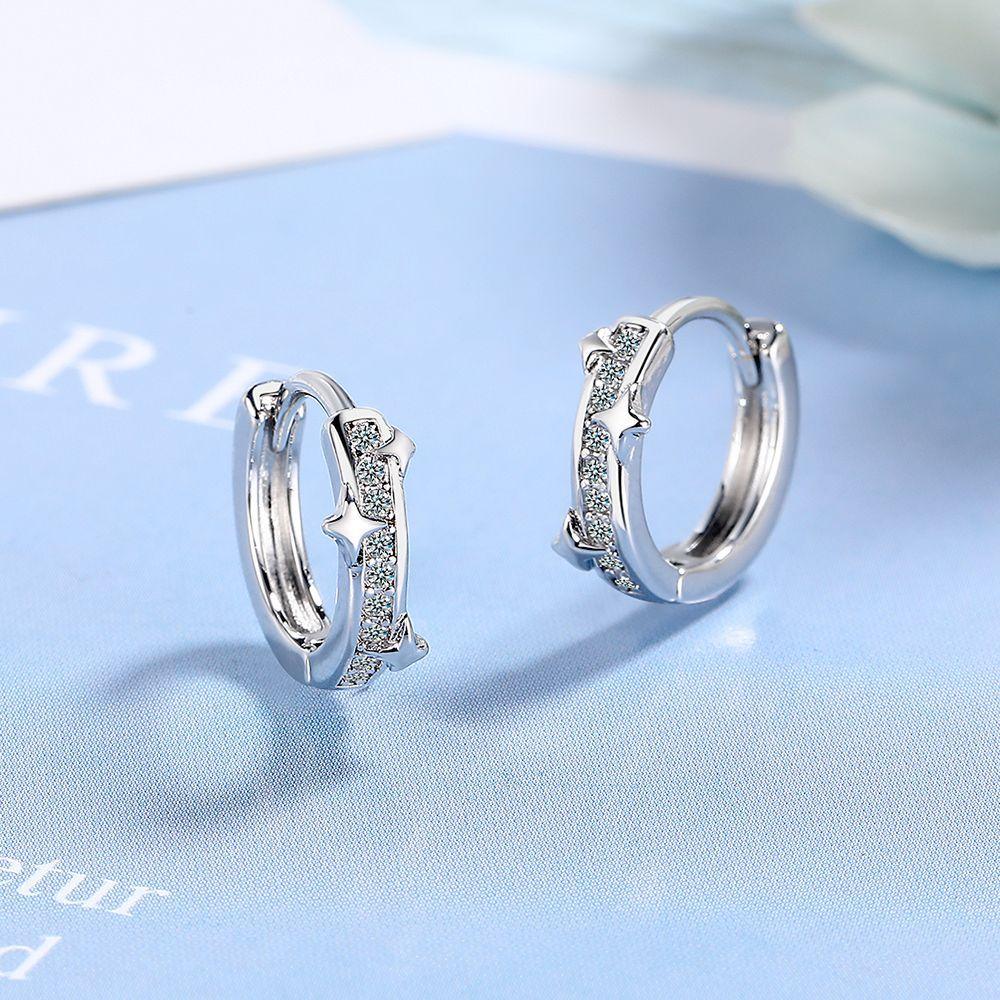 

European and American Fashion Simple Size Star Set Diamond Daily Commute Earrings Earrings Earrings 2026 платиновый