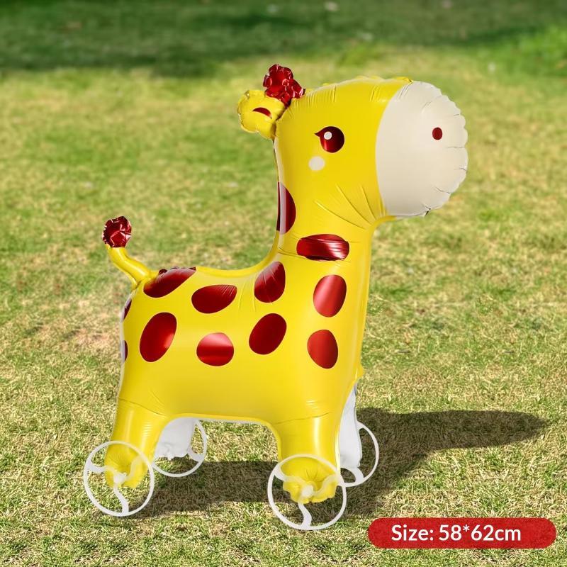 Cartoon-Tier-Folie Steh-Geh-Ballon mit Rädern 1 Stück Wiederverwendbarer Ballon für Kleinkind-Geburtstagsgeschenk-Dekoration