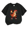 Kids Boys Girls Crew Neck Short Sleeve 100% Cotton T-Shirt, Cute Angry Fire Dinosaur Print Casual Tees for Children Daily Wear Summer Tops