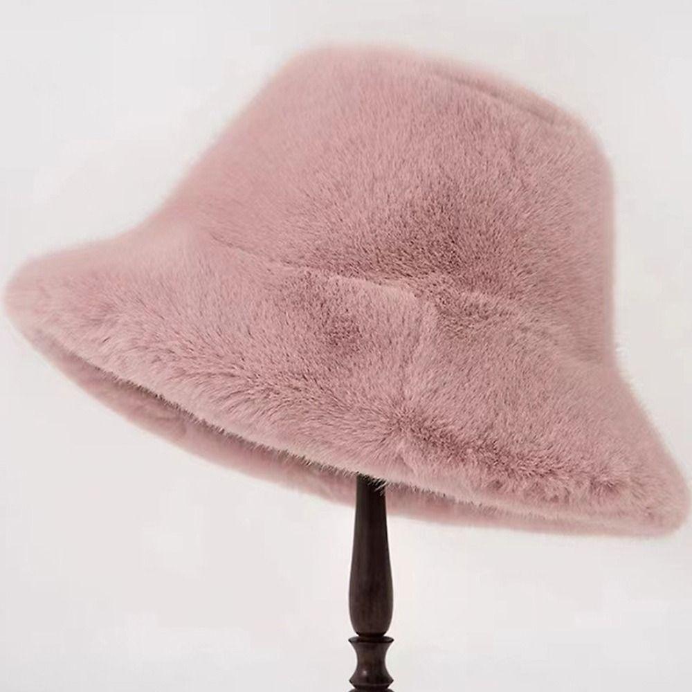Furry Winter Furry Hat Oversize Plush Hat Cute Fisherman's Hat  Winter