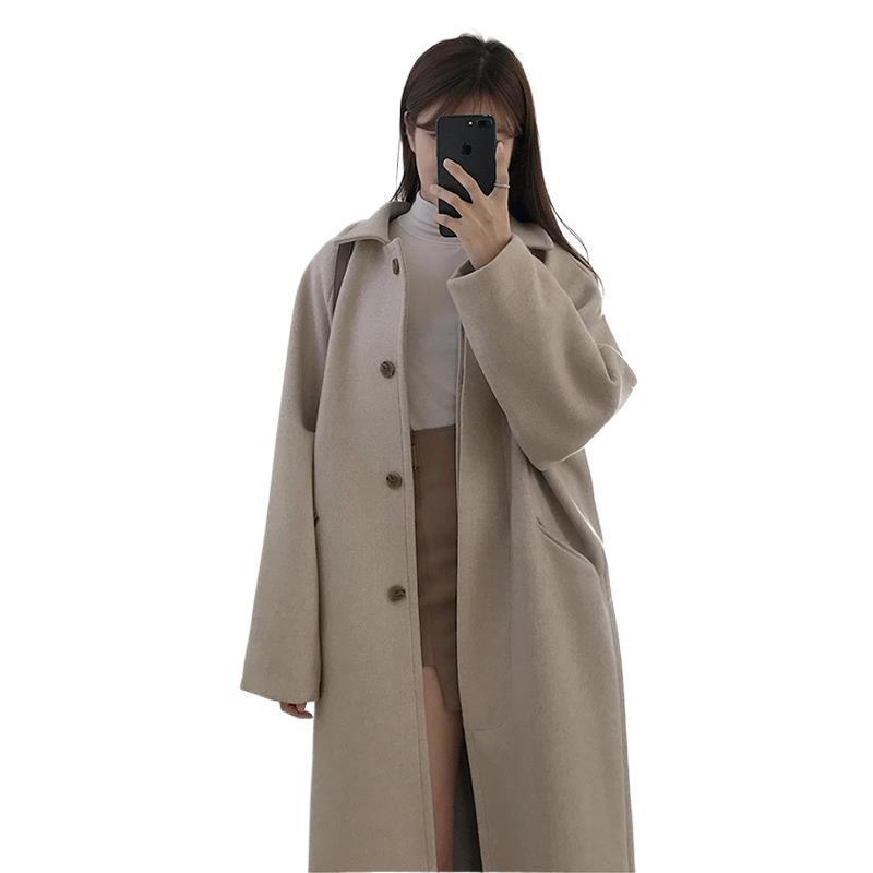 Versatile Women's Mid-Length Wool Coat - Korean Hepburn Style, 2020 Autumn/Winter, Petite & Plus Sizes