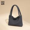 Labelled Solid Color Hand-woven Bag, Women's Portable Shoulder Underarm Bag, Large-capacity Commuter Messenger Bag