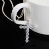 Women Fashion Shiny Zircon The Cross Pendant Long Necklace Link Chain Jewelry