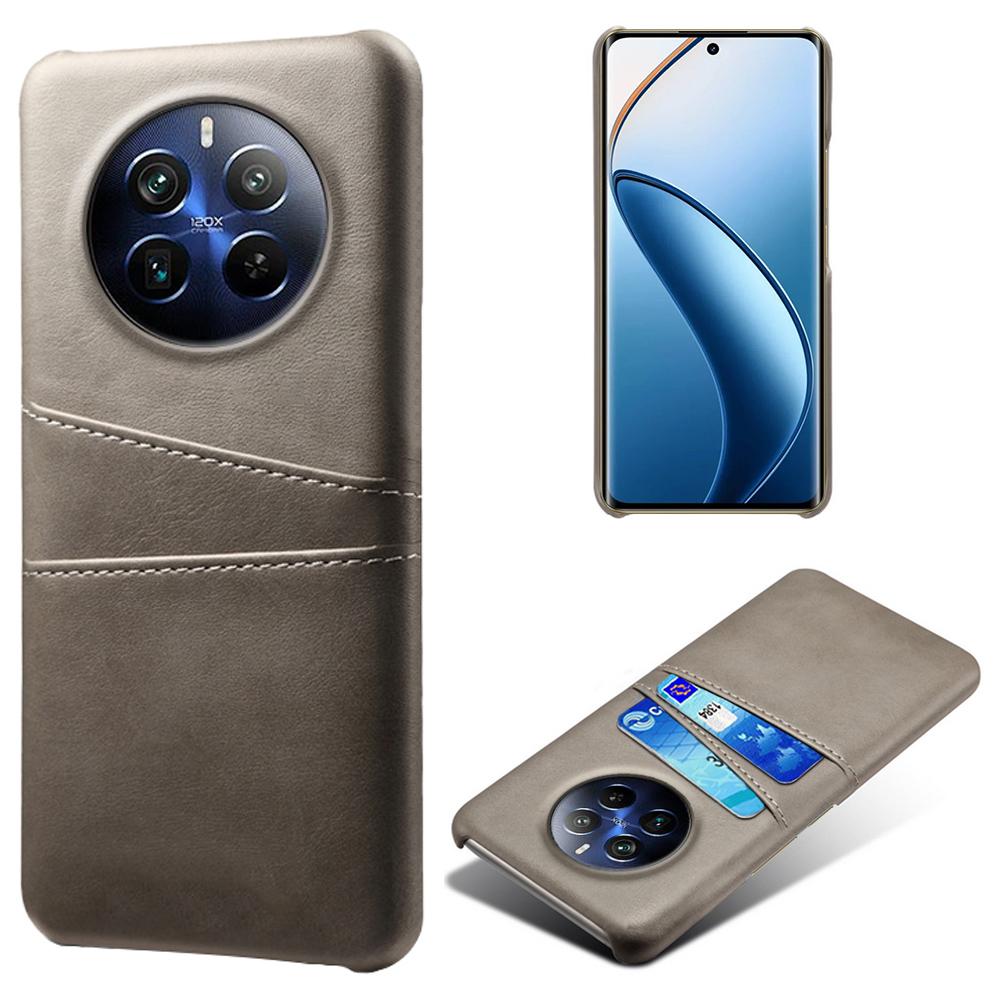 

Phone Case for Realme 12 Pro 5G/12 Pro+ 5G Shell Leather+PC Dual Card Slots Back Cover Grey