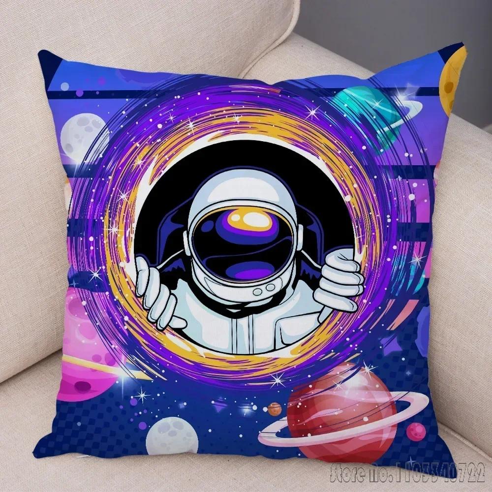 Anime Cartoon Astronauts Cosmic Sky Cushion Cover Plush Pillowcase Pillow Case Shams Party Sofa Home Decor 45x45cm Kids Gift