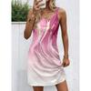Women's Round Neck Sleeveless Mid Rise A Line Gradient Water Ripple Print Mini Sundress Casual Dress
