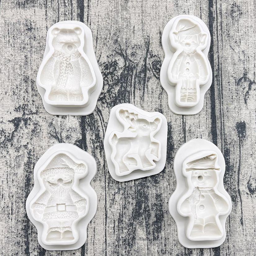 Christmas Snowman Santa Claus Reindeer Silicone Mold Resin Tools Sugarcraft Cupcake Baking Mold Fondant Cake Decorating Tools