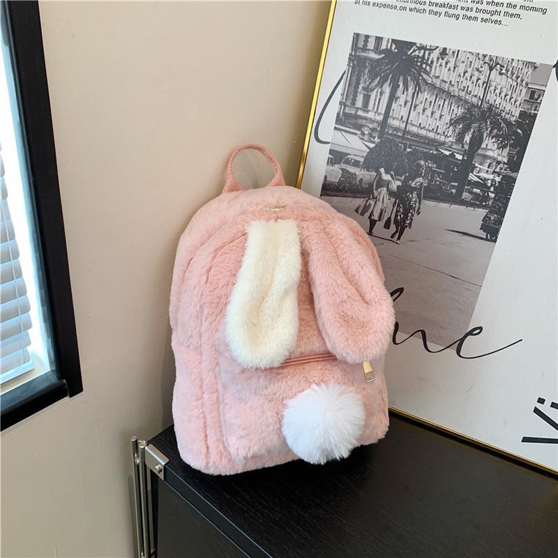 

Personalized Plush Backpack for Women Autumn and Winter New Cute Rabbit Ears Plush Kids Backpack Casual Plush MINI Shoulder Bag