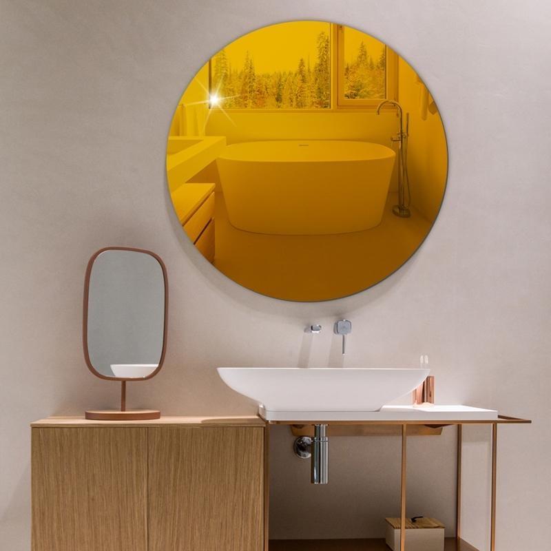 62KD Wall Mirror Sticker Adhesive Removable Round Wallpaper for Home Living Room