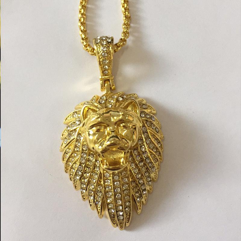 Lion Head Necklace Personality Domineering Men'S Animal Pendant Hip-Hop Punk Accessory